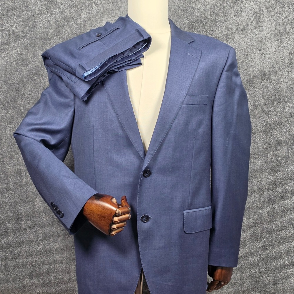Peter Millar Suit Men 44R 37W Blue Wool Two Button Notch Lapel Formal FLAWS